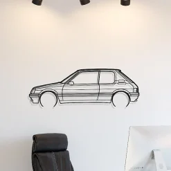 Shape Paris DÉCORATION MURALE EN MÉTAL - Silhouette de voiture - 205 GTI détaillée - 80CM* Objet Décoratif Mural