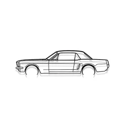 Shape Paris DÉCORATION MURALE EN MÉTAL - Silhouette de voiture - Mustang coupé détaillée 1966 - 120 CM* Objet Décoratif Mural