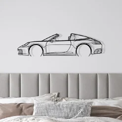 Shape Paris DÉCORATION MURALE EN MÉTAL - Silhouette de voiture - 911 Targa mod 991 détaillée - 80 CM* Objet Décoratif Mural