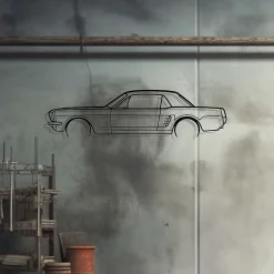 Shape Paris DÉCORATION MURALE EN MÉTAL - Silhouette de voiture - Mustang coupé détaillée 1966 - 80 CM* Objet Décoratif Mural
