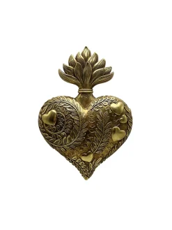 Best Emdedesign Décoration murale ex-voto cœur sacré doré vieilli H.28cm Emde