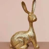 Chehoma Décoration Pierre lapin laiton 25x10x15cm* Statue Décorative
