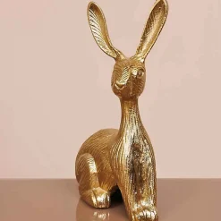 Chehoma Décoration Pierre lapin laiton 25x10x15cm* Statue Décorative