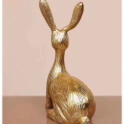 Chehoma Décoration Pierre lapin laiton 25x10x15cm* Statue Décorative
