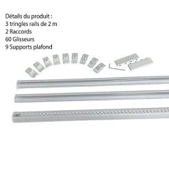 Clearance Secodir DECORAIL - Tringle Rail Rideau Discret 6 m - Aluminium