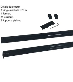 Clearance Secodir DECORAIL - Tringle Rail Rideau Discret 2,50 m - Aluminium