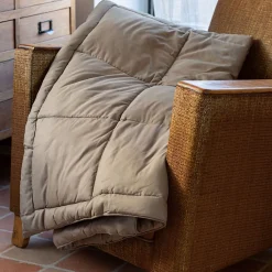 Toison d'Or Dessus de lit matelassé peau de pêche Oekotex (220x240 cm - Taupe)* Plaid Canapé