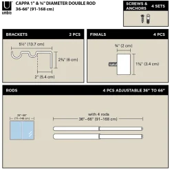 Outlet Umbra Double tringle à rideau ext 91 à 167cm nickel D25mm