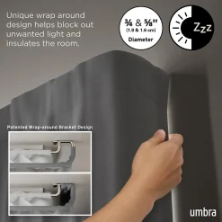 Hot Umbra Double tringle à rideaux D25mm extensible argenté, 76-213cm