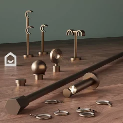 Outlet GoodHome Embout bouchon rond pour barre à rideau Easy-Fit Kozani métal marron Ø19mm