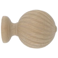 Best GoodHome Embout boule striée pour barre à rideau Symi bois de frêne beige Ø28mm