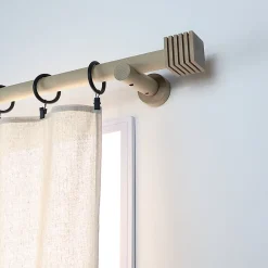 Best Mobois Embout cube strié pour barre à rideau bois de hêtre Ø28mm