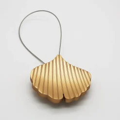 Outlet Madeco Embrasse à rideaux aimantée coquillage en bois patiné doré, Ginko