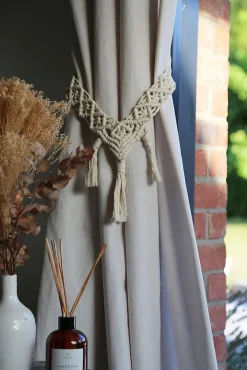 Madeco Embrasse à rideaux lien macramé beige écru, Gioia