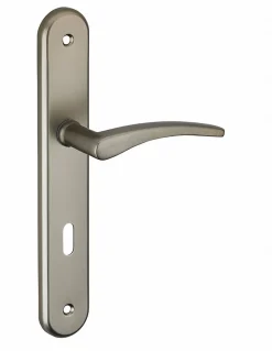 Thirard Ensemble de poignées pour porte de chambre Vesta trou de clé, carré 7mm, entr'axes 195mm, nickelé satiné -* Poignée Sur Plaque|Poignée De Porte Intérieure