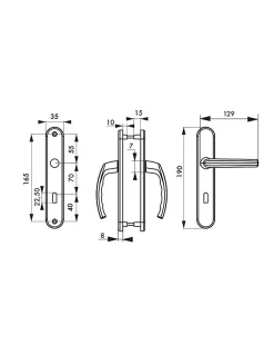 Outlet Thirard Ensemble de poignées pour porte de chambre Sultane trou de clé, carré 7mm, entr'axes 165mm, argent -