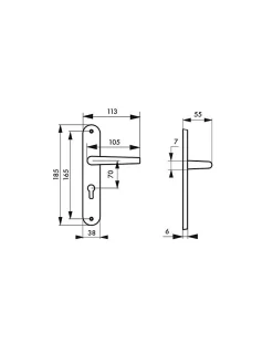 Thirard Ensemble de poignées pour porte d'entrée Leto trou de cylindre, carré 7mm, entr'axes 165mm, couleur F2 -* Poignée Sur Plaque|Poignée De Porte Intérieure