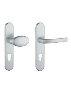 Outlet Thirard Ensemble de poignées pour porte palière Sultane trou de cylindre, carré 7mm, entr'axes 195mm, argent -