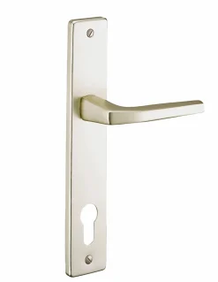 Thirard Ensemble de poignées pour porte d'entrée Picardie trou de cylindre, carré 7mm, entr'axes 92mm, couleur champagne -* Poignée Sur Plaque|Poignée De Porte Intérieure