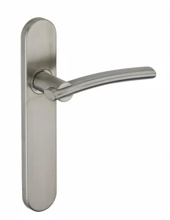 Outlet Thirard Ensemble de poignées pour porte intérieure Poseidon sans trou, carré 7mm, entr'axes 195mm, inox brossé -