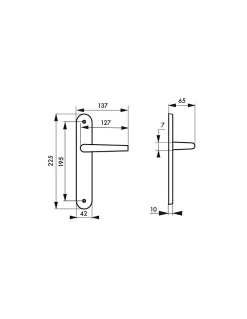 Outlet Thirard Ensemble de poignées pour porte intérieure Poseidon sans trou, carré 7mm, entr'axes 195mm, inox brossé -