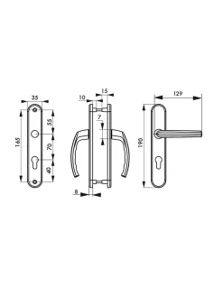 Thirard Ensemble de poignées pour porte d'entrée Sultane trou de cylindre, carré 7mm, entr'axes 165mm, inox F9 -* Poignée Sur Plaque|Poignée De Porte Intérieure