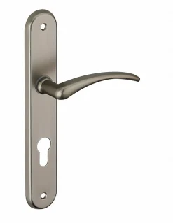 Thirard Ensemble de poignées pour porte d'entrée Selene trou de cylindre, carré 7mm, entr'axes 195mm, nickelé satiné -* Poignée De Porte Intérieure