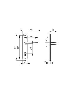 Outlet Thirard Ensemble de poignées pour porte d'entrée Chantilly trou de cylindre, carré 7mm, entr'axes 195mm, anodisé inox -