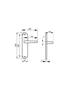 Best Thirard Ensemble de poignées pour porte intérieure Charon sans trou, carré 7mm, entr'axes 195mm, acier rouillé -