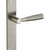 Thirard Ensemble de poignées pour porte intérieure Helios sans trou, carré 7mm, entr'axes 195mm, nickelé brossé -* Poignée De Porte Intérieure