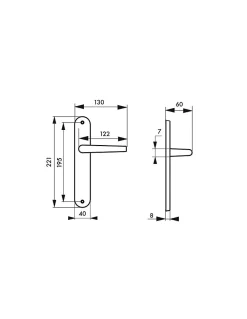 Thirard Ensemble de poignées pour porte intérieure Helios sans trou, carré 7mm, entr'axes 195mm, nickelé brossé -* Poignée De Porte Intérieure
