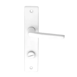 Outlet Ensemble poignée sur plaque rectangulaire à condamnation Colan satin blanc L.106mm x l.39.8mm entraxe 165mm