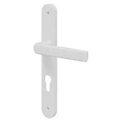 GoodHome Ensemble poignée sur plaque Incurvé Primel mat blanc L.126mm x l.33mm entraxe 195mm* Poignée De Porte D'Entrée|Poignée De Porte Extérieure