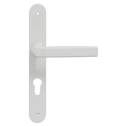 GoodHome Ensemble poignée sur plaque Incurvé Primel mat blanc L.126mm x l.33mm entraxe 195mm* Poignée De Porte D'Entrée|Poignée De Porte Extérieure