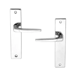 Outlet Ensemble poignée sur plaque rectangulaire Colan effet chromé brillant gris L.106mm x l.39.8mm entraxe 165mm