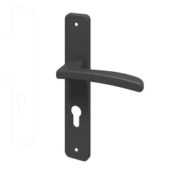 GoodHome Ensemble poignée sur plaque rectangulaire Irvil noir L.126.5mm x l.24.5mm entraxe 195mm* Poignée De Porte D'Entrée|Poignée Sur Plaque