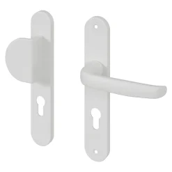 GoodHome Ensemble poignée sur plaque rond Govlin blanc l.x l.40mm entraxe 195mm* Poignée De Porte D'Entrée|Poignée De Porte Extérieure