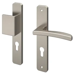 Online GoodHome Ensemble poignée sur plaque rectangulaire Irvil effet nickel satin gris l.x l.40mm entraxe 195mm