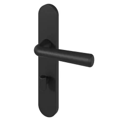 Best GoodHome Ensemble poignée sur plaque rond à condamnation Dizel effet nickel mat noir L.121.5mm x l.42mm entraxe 165-195mm