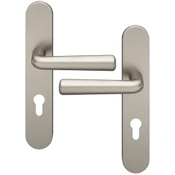 Outlet GoodHome Ensemble poignée sur plaque rondcylindre Dizel effet nickel satin gris L.121.5mm x l.42mm entraxe 165-195mm