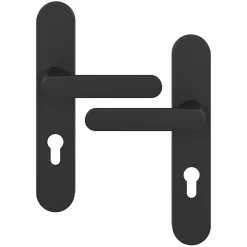Outlet GoodHome Ensemble poignée sur plaque rondcylindre Minzh effet nickel mat noir L.120mm x l.42mm entraxe 165-195mm