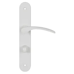 Online GoodHome Ensemble poignée sur plaque rond à condamnation Beare mat blanc L.110.5mm x l.40mm entraxe 195mm
