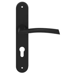 Best GoodHome Ensemble poignée sur plaque rond Hirel effet nickel noir L.128mm x l.40mm entraxe 195mm
