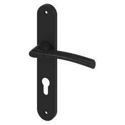Best GoodHome Ensemble poignée sur plaque rond Hirel effet nickel noir L.128mm x l.40mm entraxe 195mm
