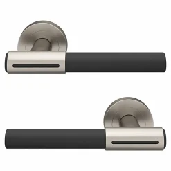 GoodHome Ensemble poignée sur rosace rond à visser Hezo effet nickel satin gris Ø50mm* Poignée Sur Rosace|Poignée De Porte Intérieure