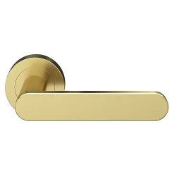 GoodHome Ensemble poignée sur rosace rond à visser Minzh effet laiton satin or Ø50mm* Poignée Sur Rosace|Poignée De Porte Intérieure