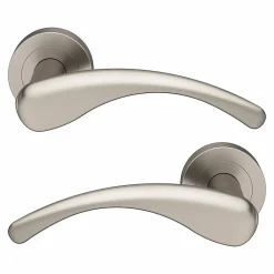 GoodHome Ensemble poignée sur rosace rond à visser Ruis effet nickel satin gris Ø50mm* Poignée Sur Rosace