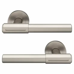 GoodHome Ensemble poignée sur rosace rond à visser Hezo aluminium effet nickel satin gris Ø50mm* Poignée Sur Rosace|Poignée De Porte Intérieure