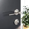 GoodHome Ensemble poignée sur rosace Droit à visser Dotz effet nickel satin gris Ø52mm* Poignée Sur Rosace