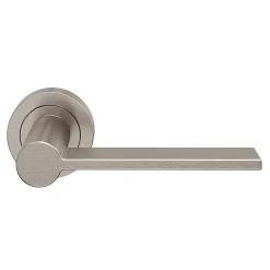 GoodHome Ensemble poignée sur rosace Droit à visser Dotz effet nickel satin gris Ø52mm* Poignée Sur Rosace
